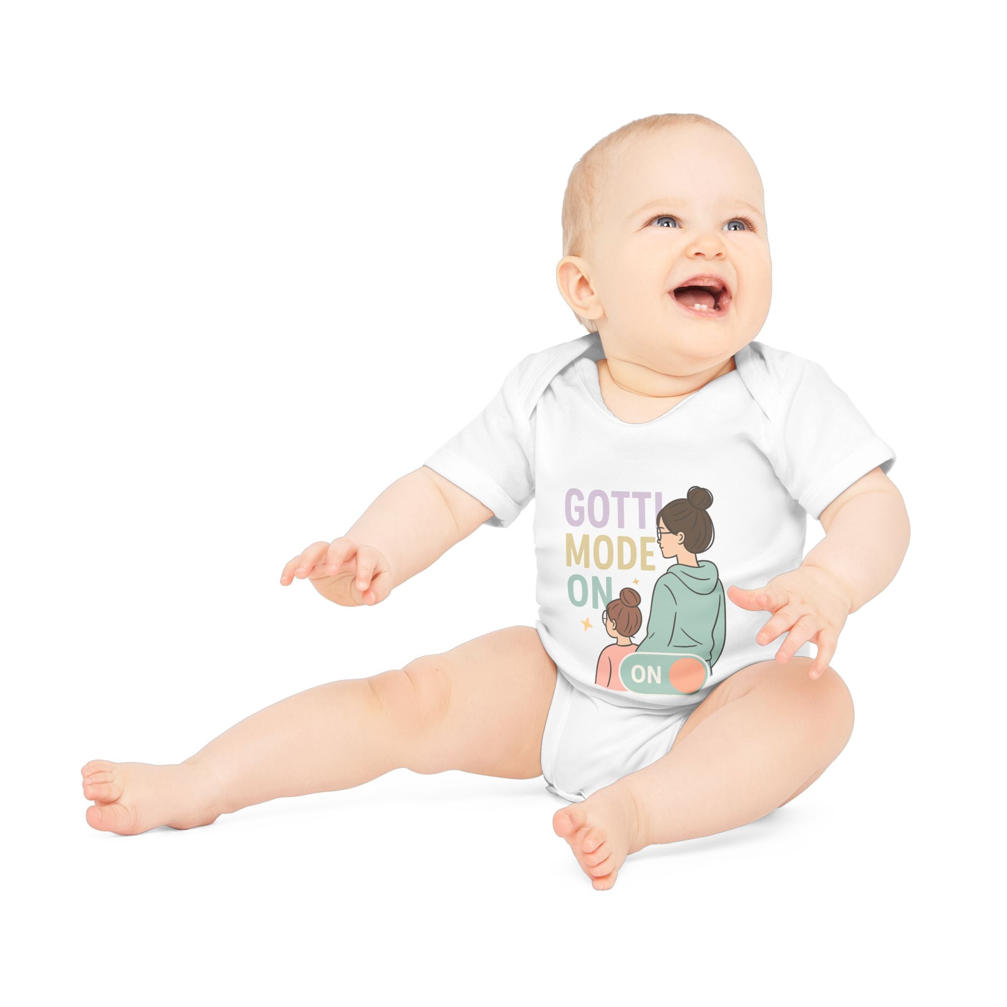 Baby Body „Gotti Mode On ✨“ – Kurzarm, Bio-Baumwolle, modernes Design mit Mädchen in Pastelltönen