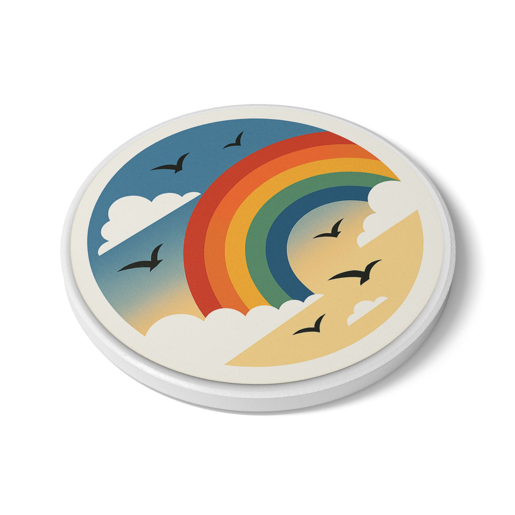 Himmelszauber – Untersetzer mit Regenbogen & fliegenden Vögeln