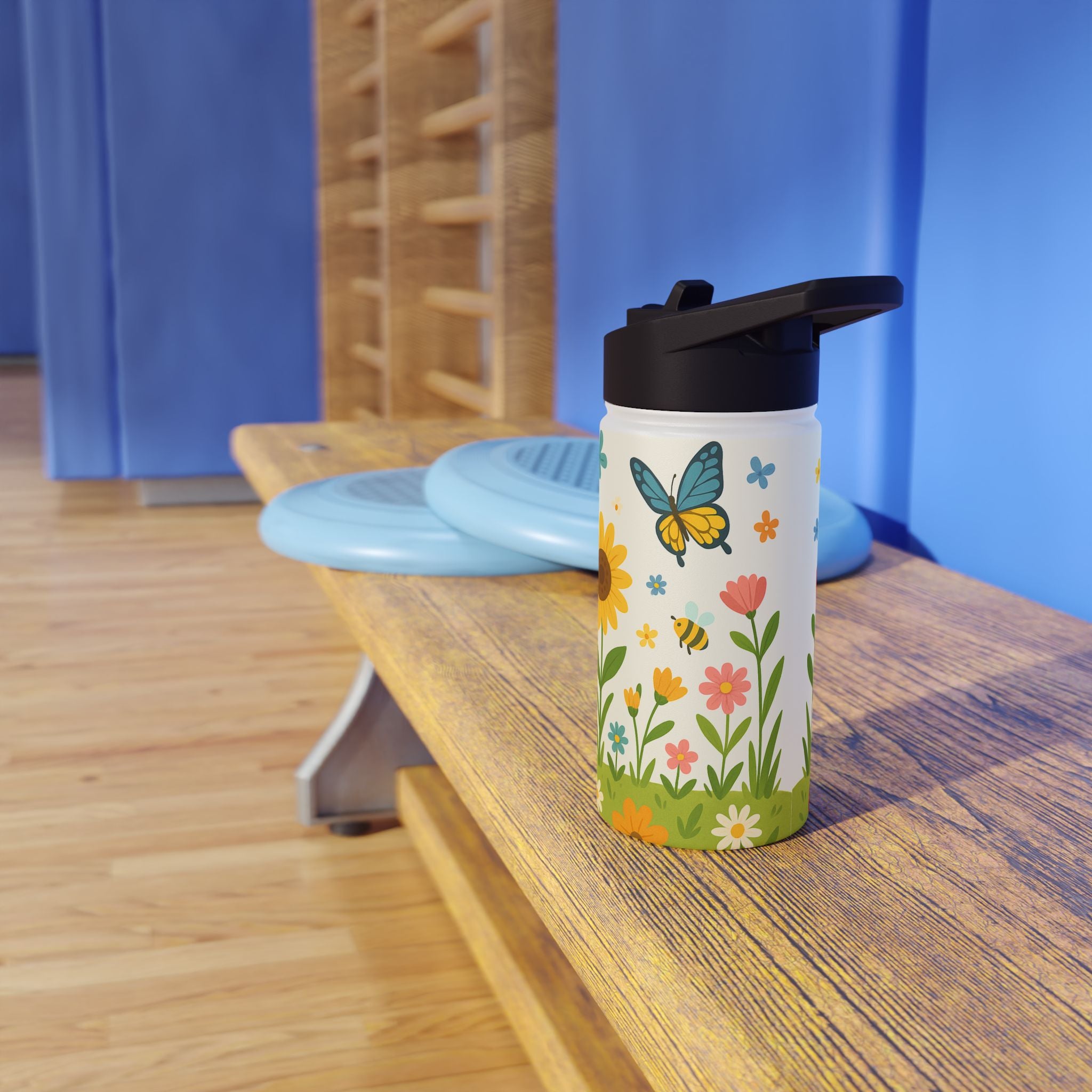 Blumenwiese & Schmetterlinge – Edelstahl-Trinkflasche für Kinder