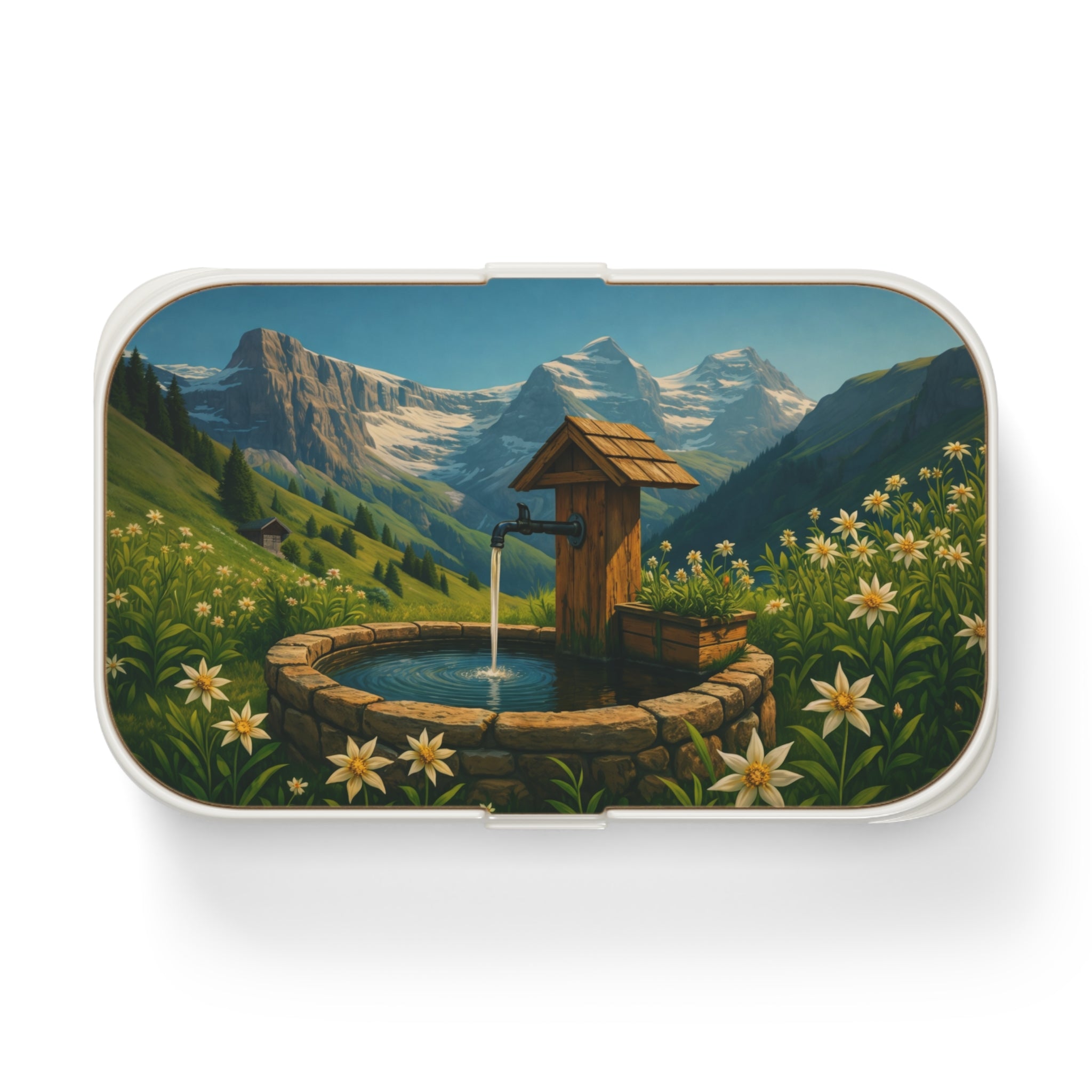 Schweizer Alpenlandschaft – Brunnen & Bergpanorama