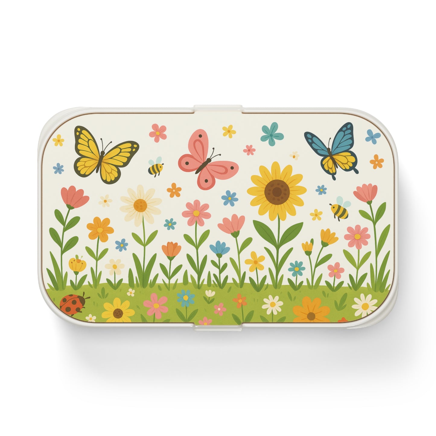 Blumenwiese & Schmetterlinge – Fröhliche Lunchbox für Kinder