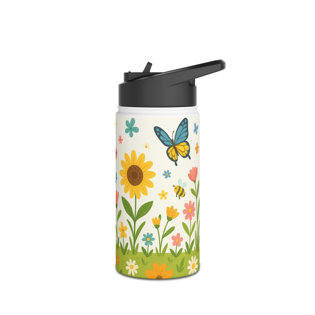 Blumenwiese & Schmetterlinge – Edelstahl-Trinkflasche für Kinder