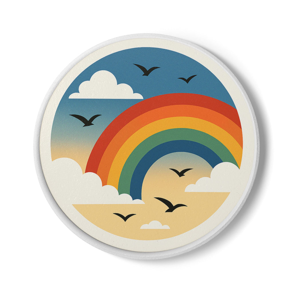 Himmelszauber – Untersetzer mit Regenbogen & fliegenden Vögeln