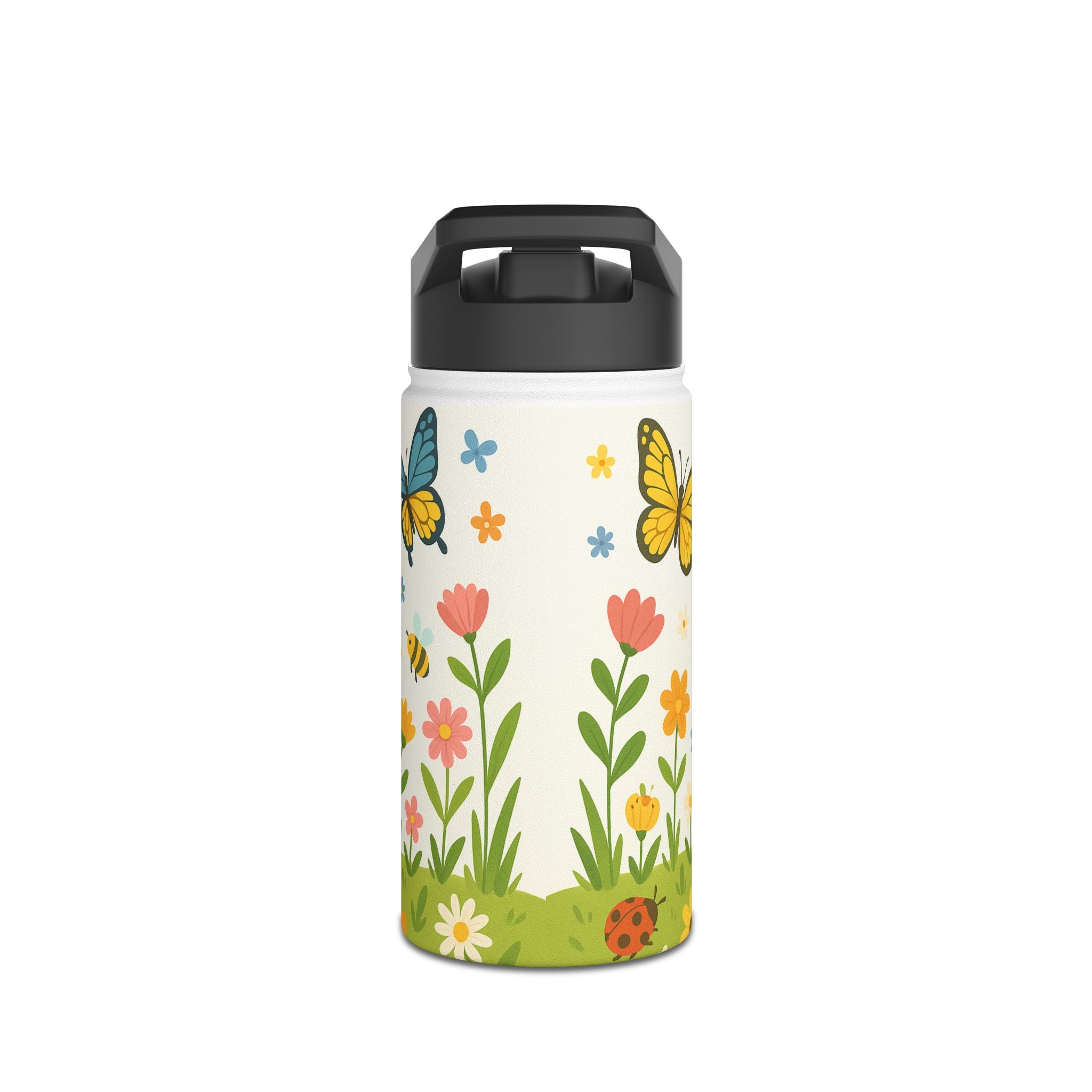 Blumenwiese & Schmetterlinge – Edelstahl-Trinkflasche für Kinder