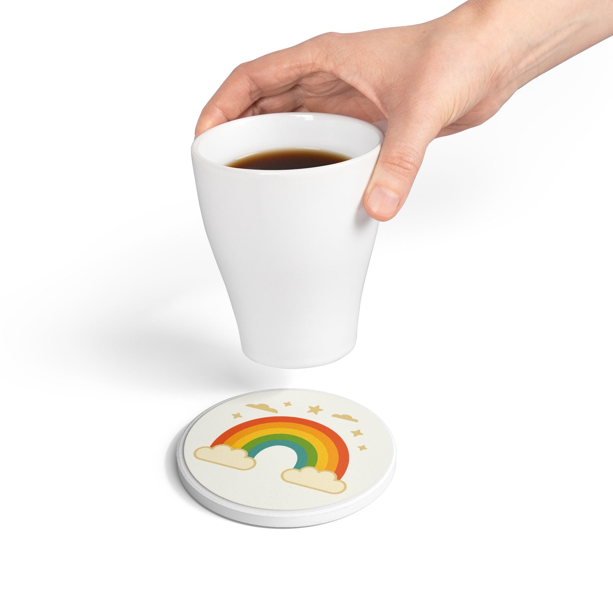 „Regenbogenfreude“ – Runder Untersetzer mit farbenfrohem Design