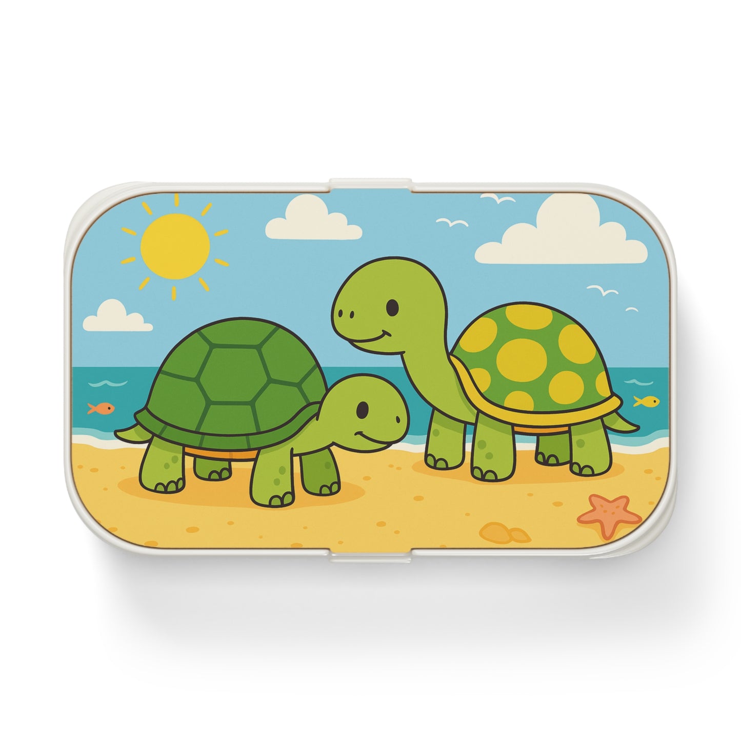 Fröhliche Schildkröten am Strand