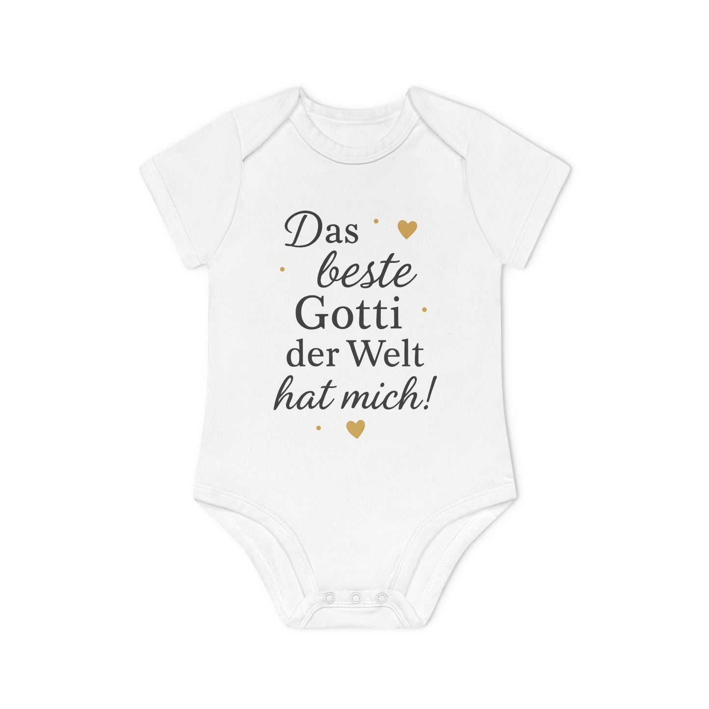 Baby Body „Das beste Gotti der Welt hat mich!“ – Bio-Baumwolle, elegantes Schwarz-Gold-Design