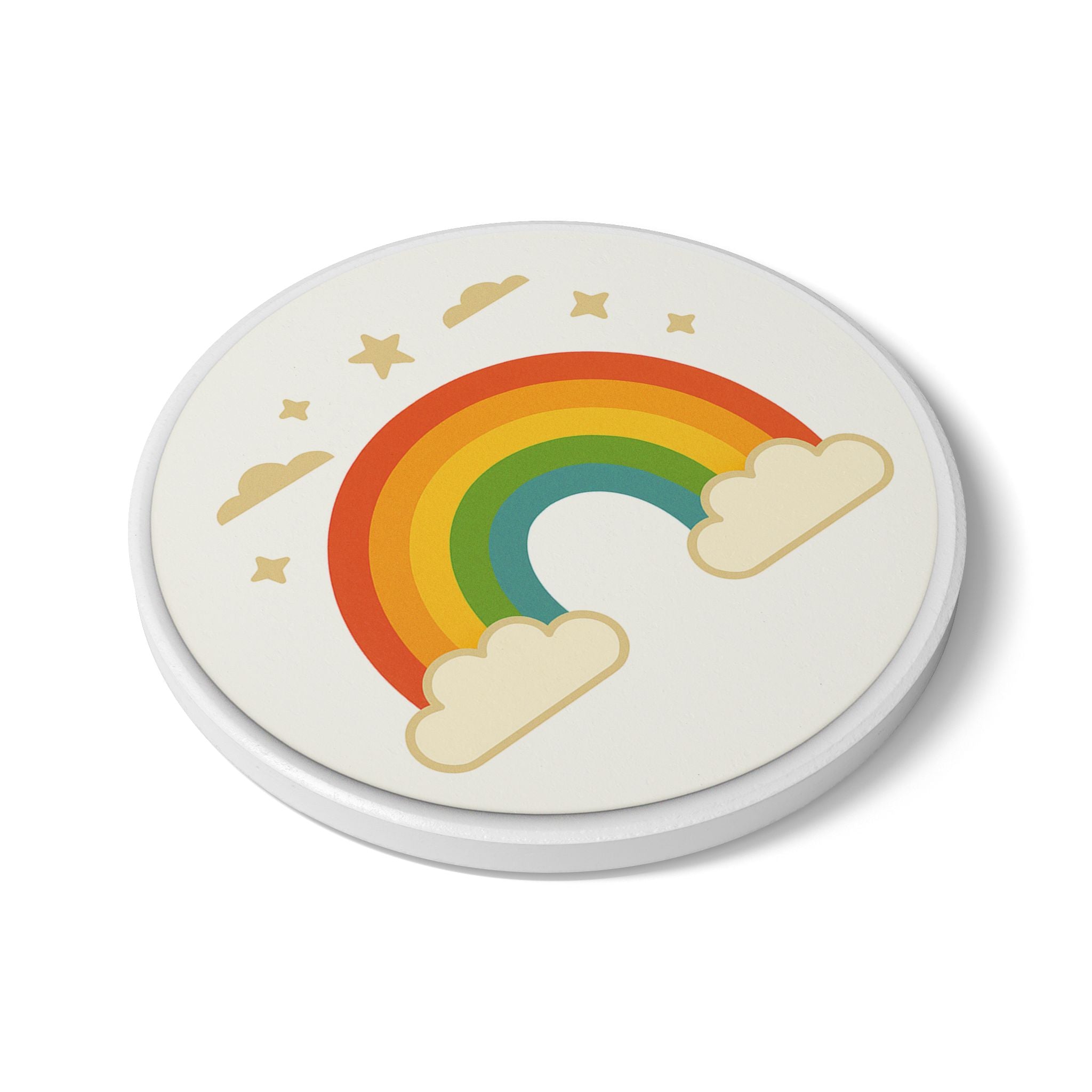 „Regenbogenfreude“ – Runder Untersetzer mit farbenfrohem Design