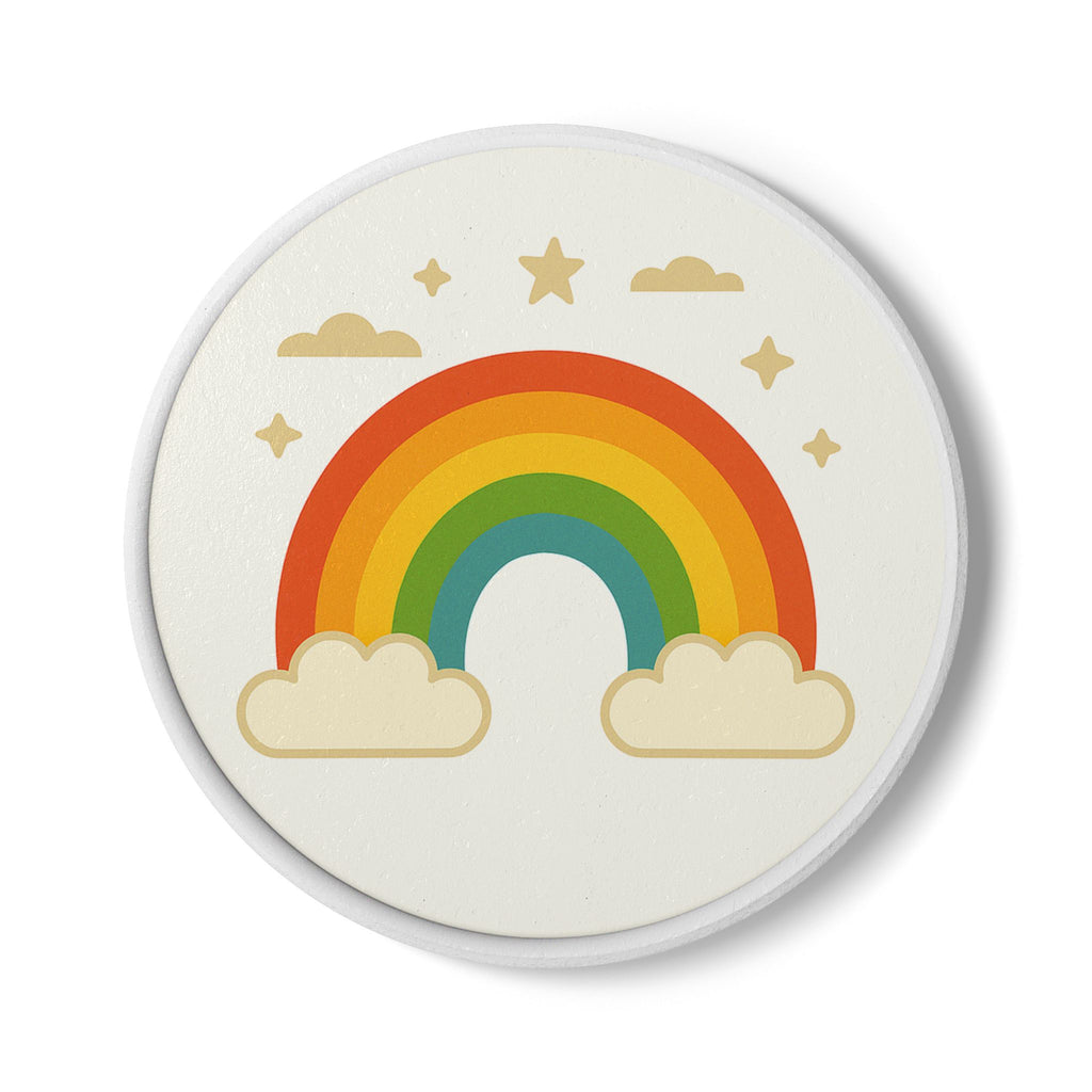 „Regenbogenfreude“ – Runder Untersetzer mit farbenfrohem Design