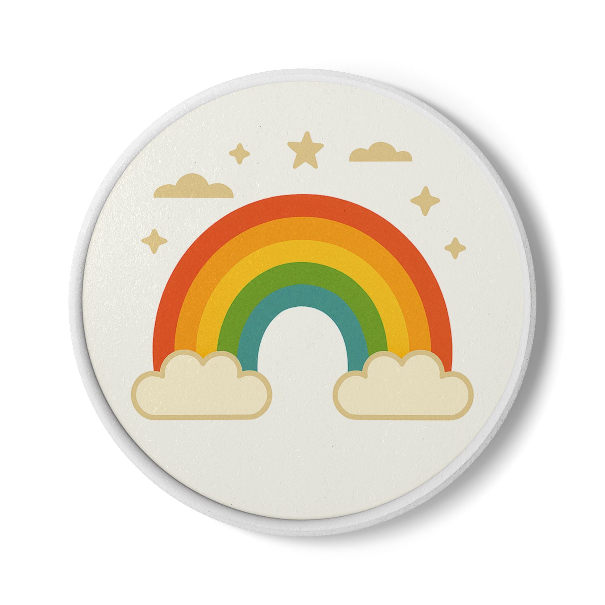 „Regenbogenfreude“ – Runder Untersetzer mit farbenfrohem Design