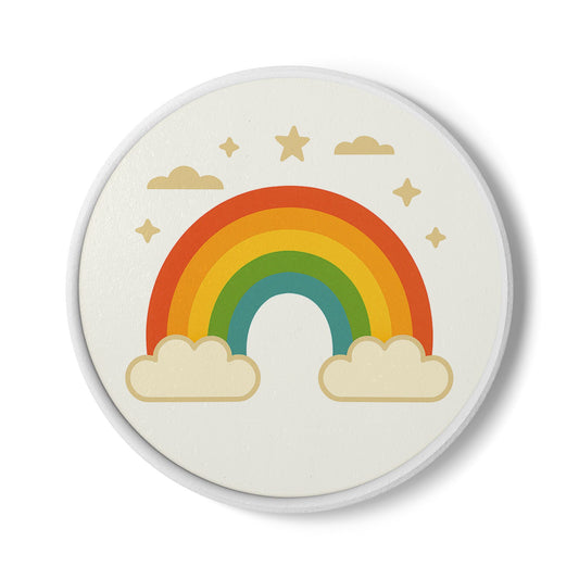 „Regenbogenfreude“ – Runder Untersetzer mit farbenfrohem Design