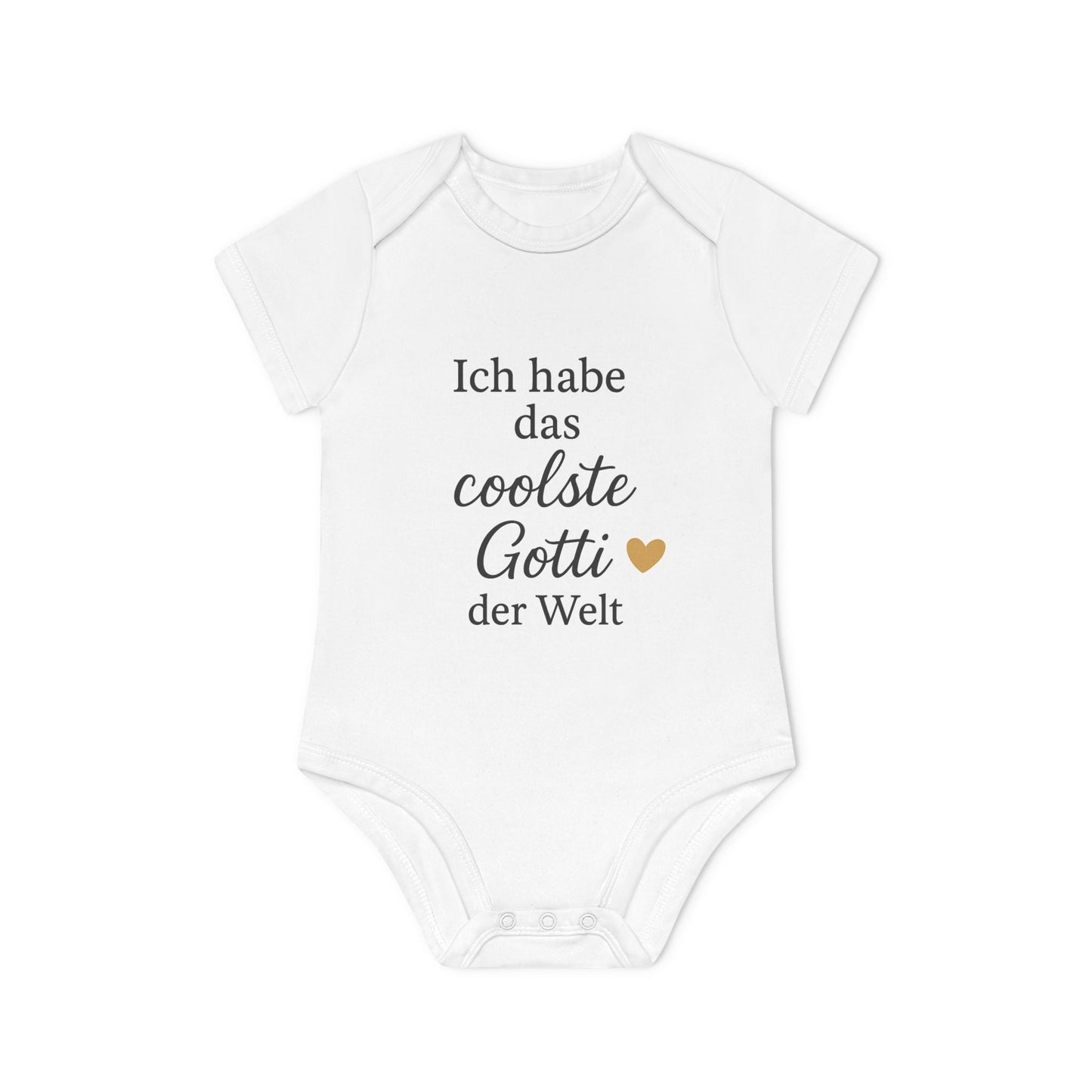 Baby Body „Ich habe das coolste Gotti der Welt“ – Langarm, Bio-Baumwolle, elegantes Schwarz-Gold-Design