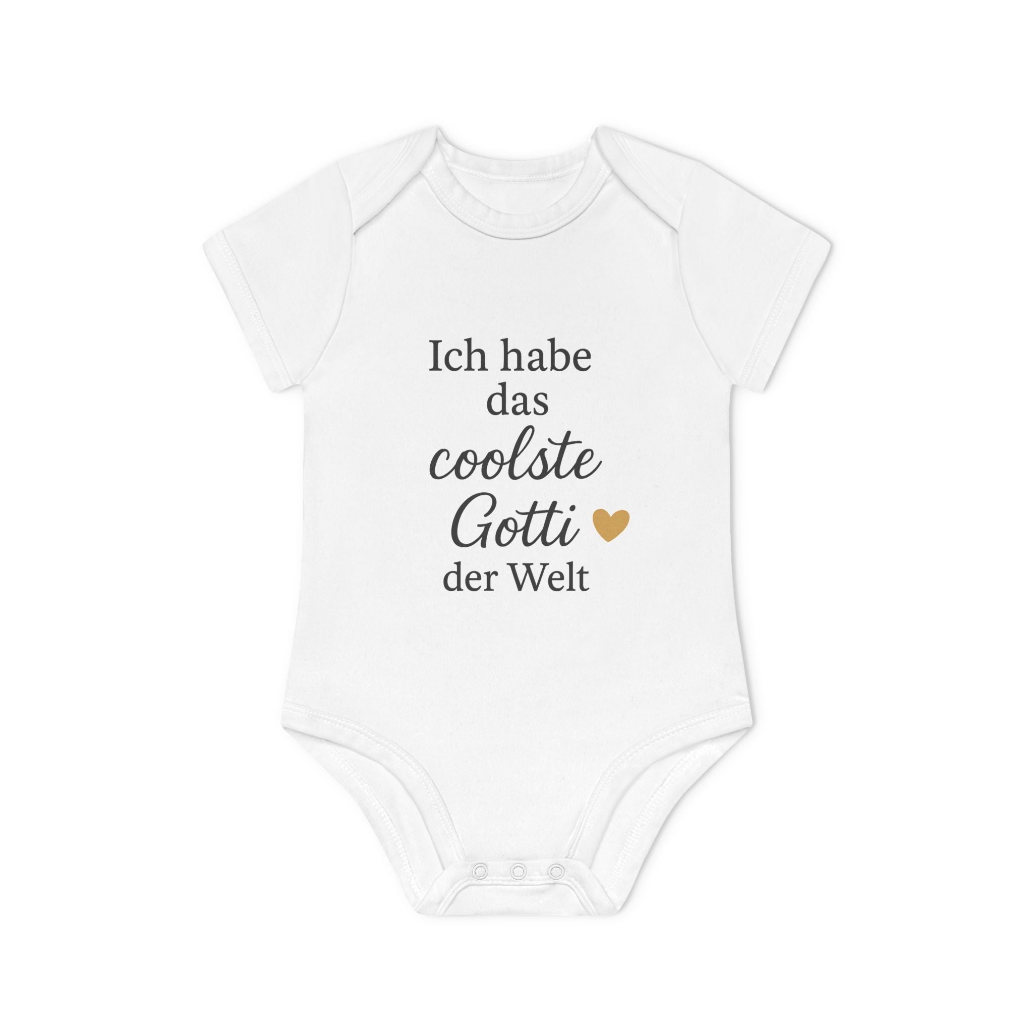 Baby Body „Ich habe das coolste Gotti der Welt“ – Langarm, Bio-Baumwolle, elegantes Schwarz-Gold-Design