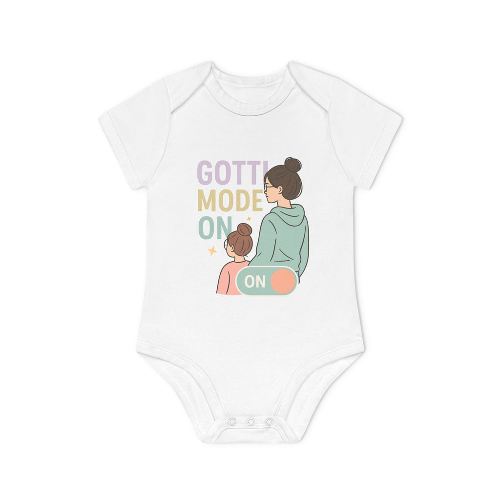 Baby Body „Gotti Mode On ✨“ – Kurzarm, Bio-Baumwolle, modernes Design mit Mädchen in Pastelltönen
